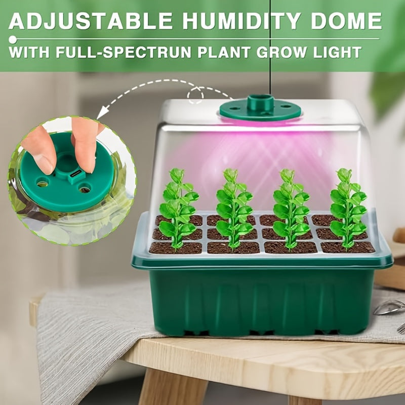 Seed Starter Kit with Grow Light LED, Indoor Mini Greenhouse Germination for Garden, Patio and Yard Use