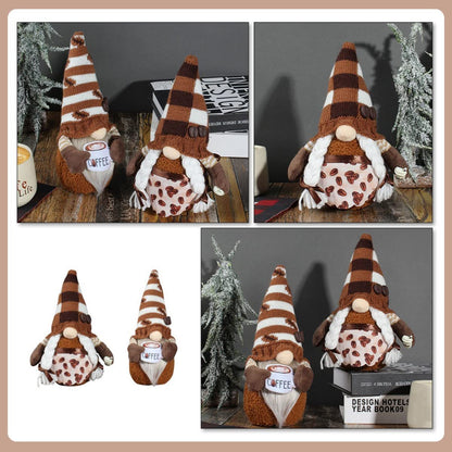 Gnome Plush Doll Shelf Sitter 2pcs, Swedish Tomte Elf Figurines for Coffee Bar, Farmhouse Kitchen & Home Decor