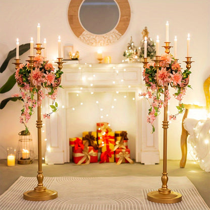 Floor Candle Holder 48.7-Inch Tall, Cone Candle & Floral Centerpiece Stand, Metal Bracket for Wedding