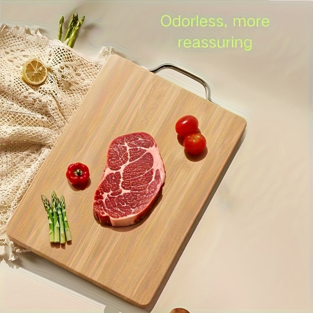 8.66 x 12.6-Inch Bamboo Cutting Board with Reversible Flat Surface and Integrated Handle Opening