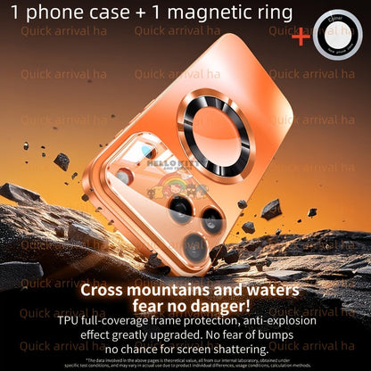 Phone Case Matte Titanium-Finish Cover with Built-In Glass Lens Protector for Select iPhone Models