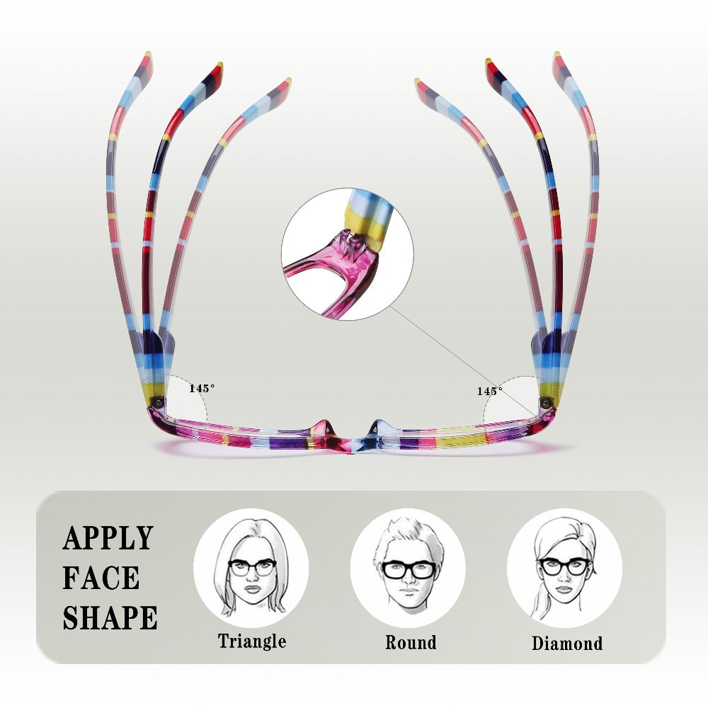 Reading Glasses 4-Pack Retro Rectangle Printed Frames with Spring Hinges and 1.0x to 4.0x Options