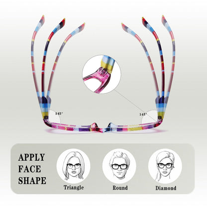 Reading Glasses 4-Pack Retro Rectangle Printed Frames with Spring Hinges and 1.0x to 4.0x Options