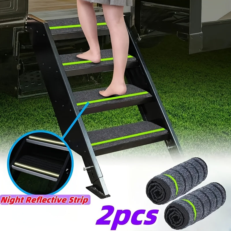 RV Step Covers Non-Slip Reflective – Durable Polyester Camping Rug Set for Travel Trailer, Motorhome & Outdoor Adventures, 2 or 4 Pack