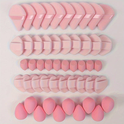 Makeup Sponge & Cushion Puff Set 50Pcs Ultra-Soft Velvet Latex-Free Blending Sponges for Liquid Foundation Concealer BB Cream Wet Dry Use