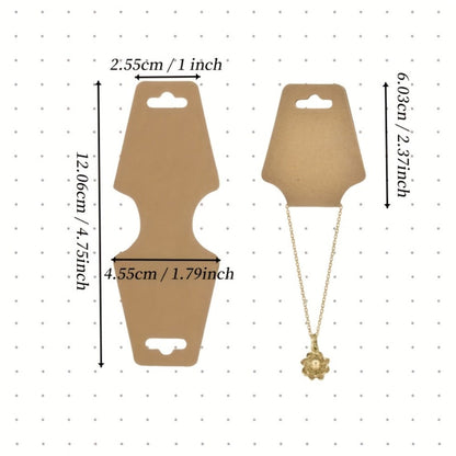 Jewelry Display Cards Wooden Self-Adhesive Kraft Backing | Rounded Corner Hang Tags for Necklaces Bracelets Keychains Boutique Packaging