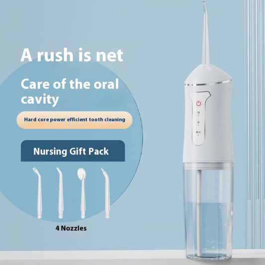 Water Flosser Cordless Three-Mode Oral Irrigator with Four Nozzles, USB Charging and Pink, Purple, Black or White Options