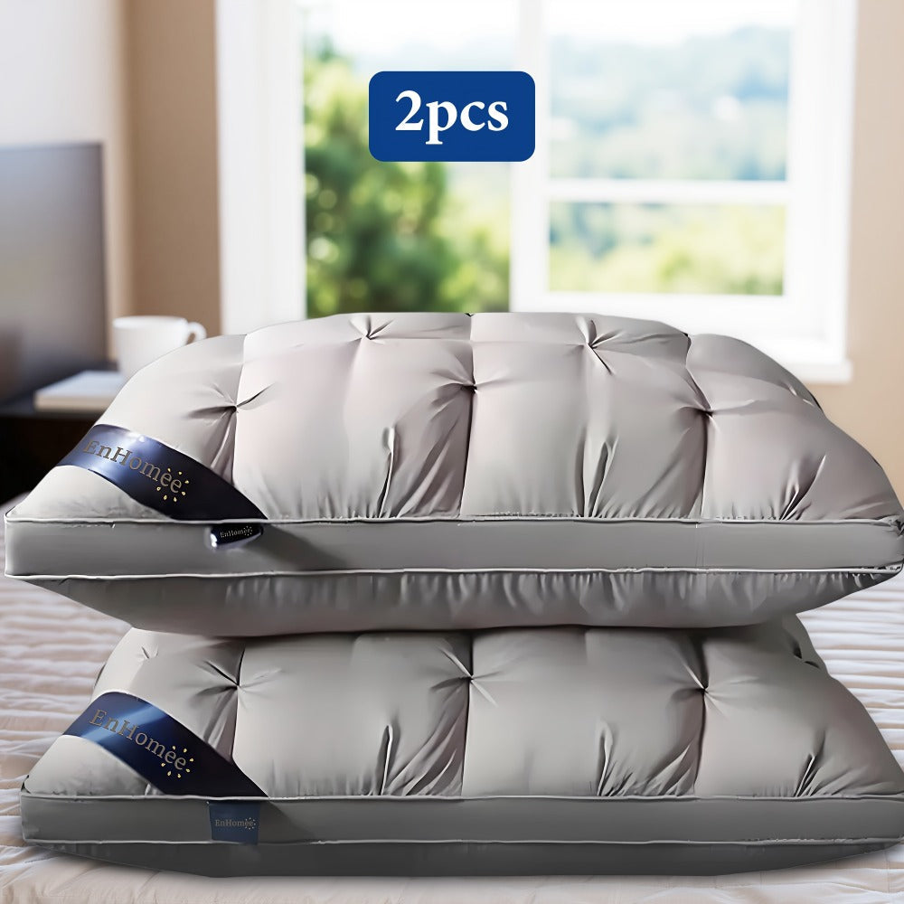 Bed Pillow Set of 2 with 900g Polyester Fill, Twisted-Flower Quilting and Adjustable Zipper