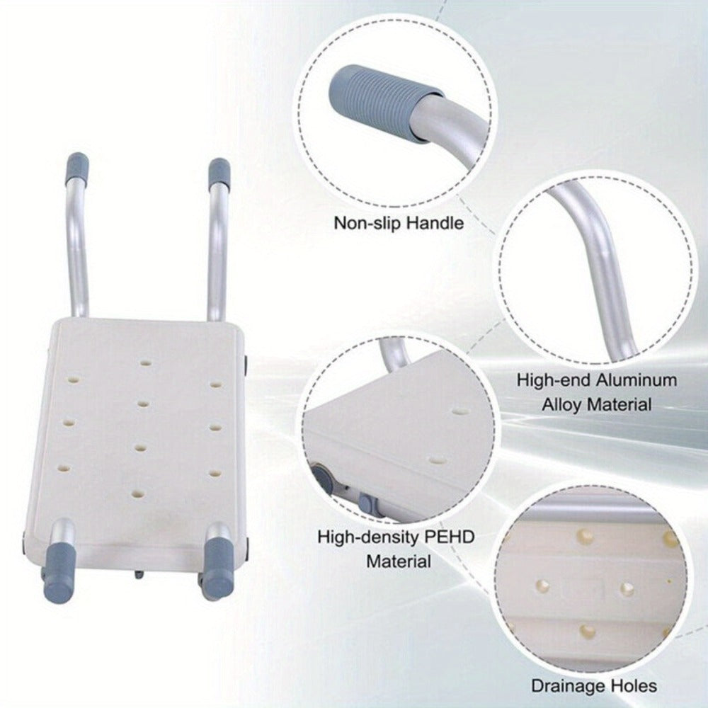Bath Seat Adjustable Aluminum Shower Chair, Suspended Bathtub Stool with Anti-Slip Handles, Retractable Bath Board for Elderly