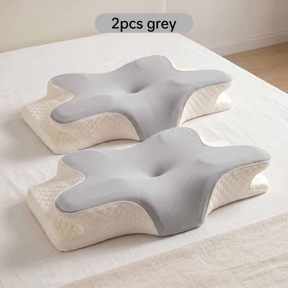 Cervical Neck Pillow for Sleeping - Butterfly Contour Memory Foam Support for Back & Side Sleepers