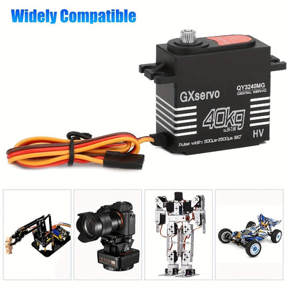 High Torque Digital Servo 180° Metal Gear, 25T Servo Arm for 1/8 1/10 RC Cars Trucks Crawlers & Robots