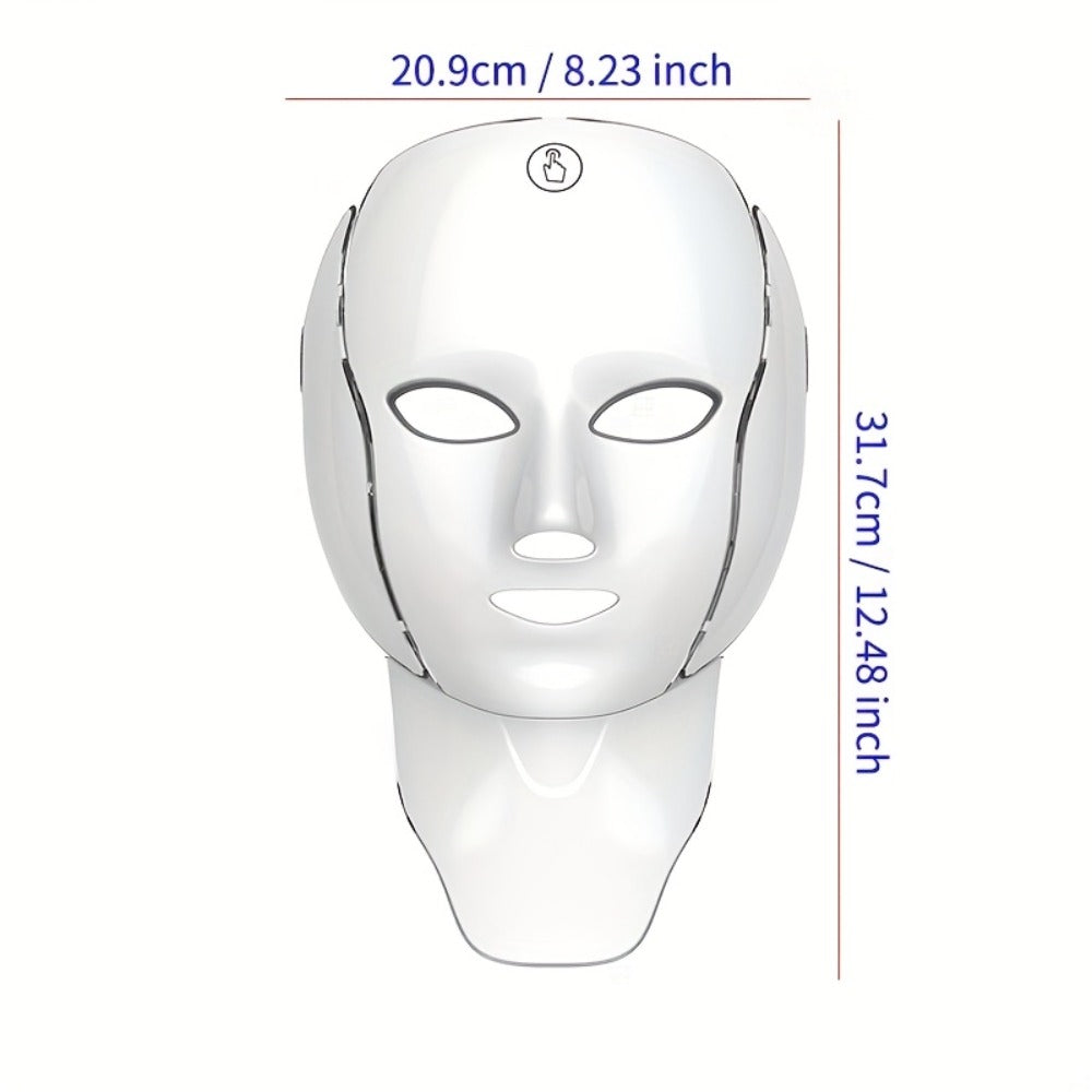 7-Color LED Light Therapy Facial Mask Device, Skincare Beauty Tool for Face & Neck, USB Rechargeable