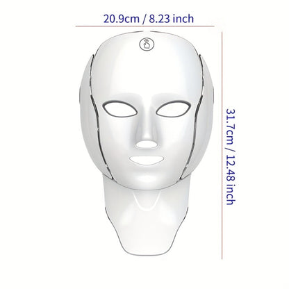 7-Color LED Light Therapy Facial Mask Device, Skincare Beauty Tool for Face & Neck, USB Rechargeable