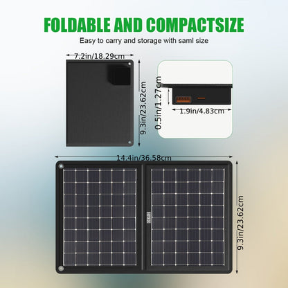 30W Foldable Solar Charging Panel – 2-in-1 Portable Design, USB Port, Fast Charge for Smartphones, Tablets & Action Cameras