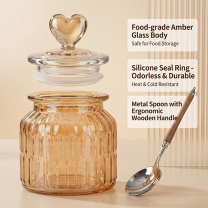 Airtight Glass Food Storage Jars with Clamp Lids 4-Set, 21.98oz & 47.34oz Clear Kitchen Canisters for Sugar