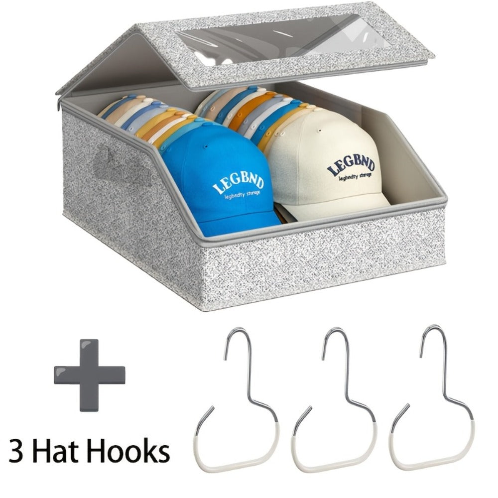 Stackable Baseball Cap Storage Box Organizer, Dustproof Cardboard Hat Box Holds 24 Caps, 1/2 Pack