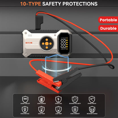5000A Peak Jump Starter with Air Compressor 150PSI Digital Tire Inflator for 12V Gas Diesel Vehicles – Portable Car Battery Booster USB