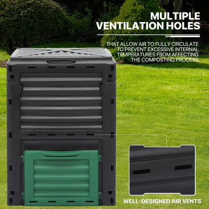 80 Gallon Large Compost Bin Outdoor Tumbler Rotating Dual Chamber Composter with Sliding Door for Garden Patio All-Season Fast Working