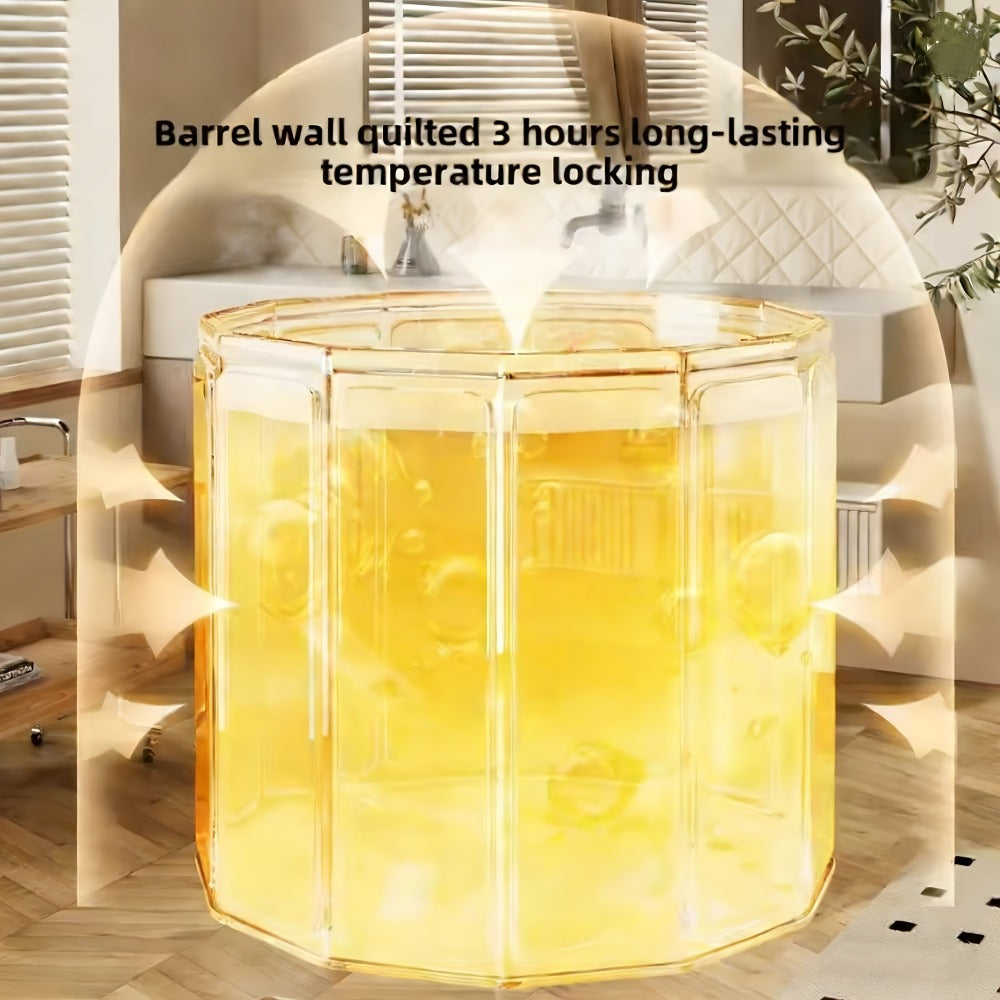 Foldable Soaking Tub for Adults, Portable Full Body Bath Barrel with Base, Collapsible Hot & Cold Soak Tub for Home Travel Small Spaces