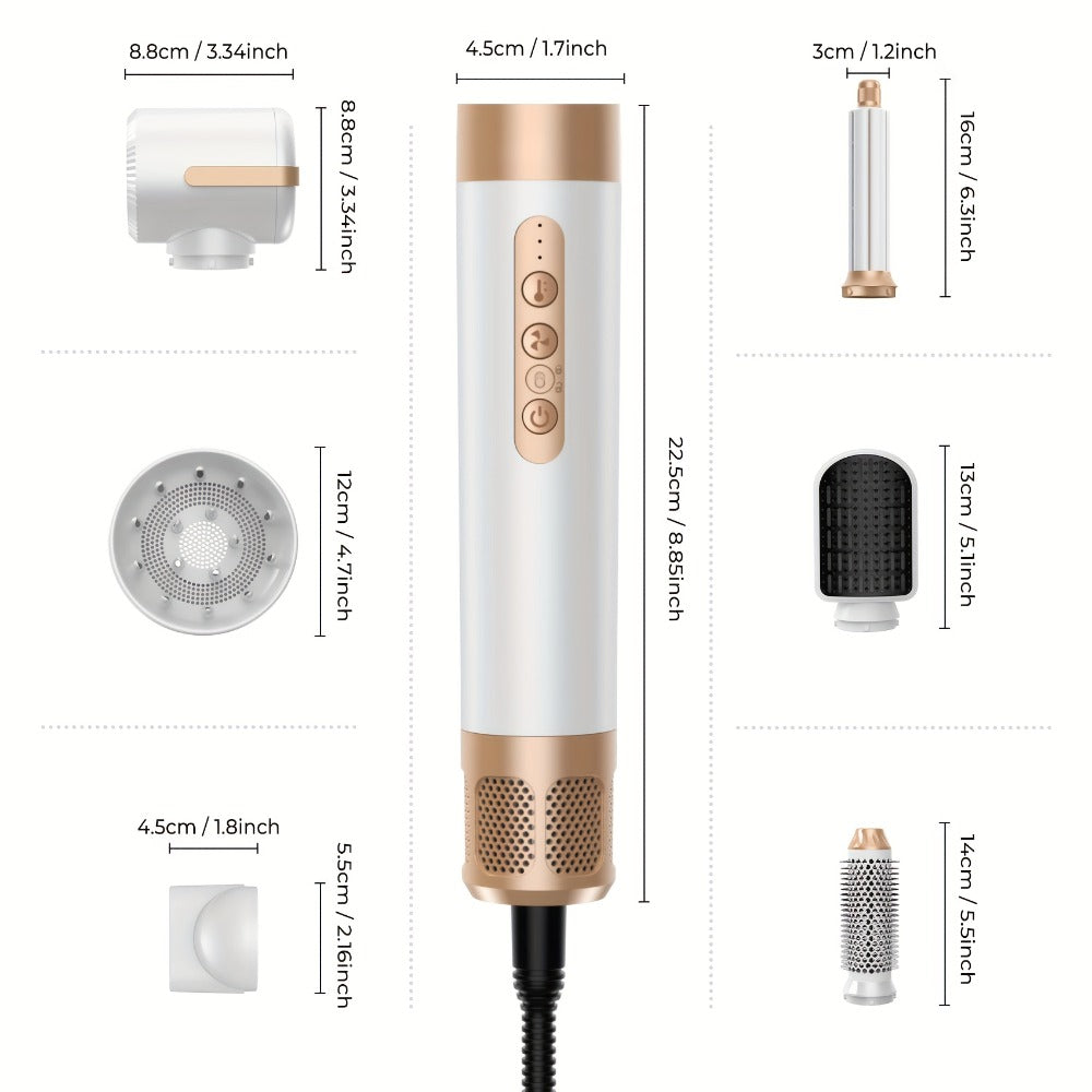 7-in-1 Hot Air Brush Hair Styling Tool with 110, 000 RPM Motor, Diffuser and Attachment Set