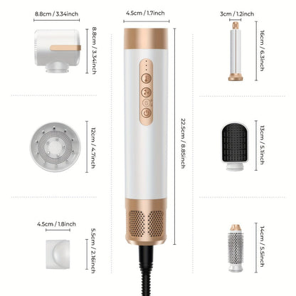 7-in-1 Hot Air Brush Hair Styling Tool with 110, 000 RPM Motor, Diffuser and Attachment Set
