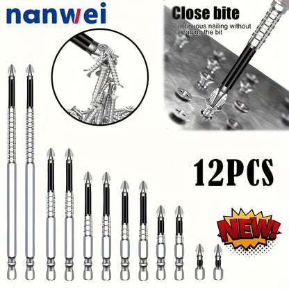 Nanwei K5 Magnetic Driver Bit Set with Hex Shanks, 50-150mm Lengths and 5- to 30-Piece Options