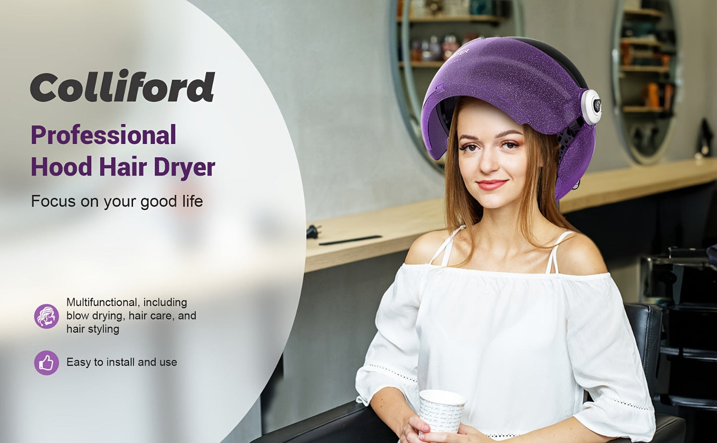 Ionic Floor-Standing Hooded Hair Dryer 1875W, Adjustable Height Professional Salon Hood Dryer for Deep