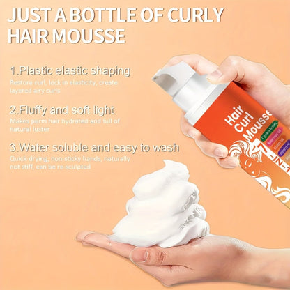 7-in-1 Natural Oil Curl Mousse Long-Lasting Hold Deep Moisturizing Rosemary Castor Coconut Oil – Smoothing Frizz-Free Curl Defining Foam