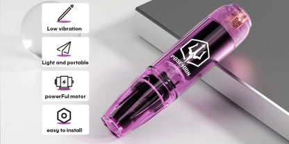 Tattoo Machine Kit POSEIDON SD01 Cordless Pen with 1500mAh Battery, Display, 20 Cartridges and 11 Inks