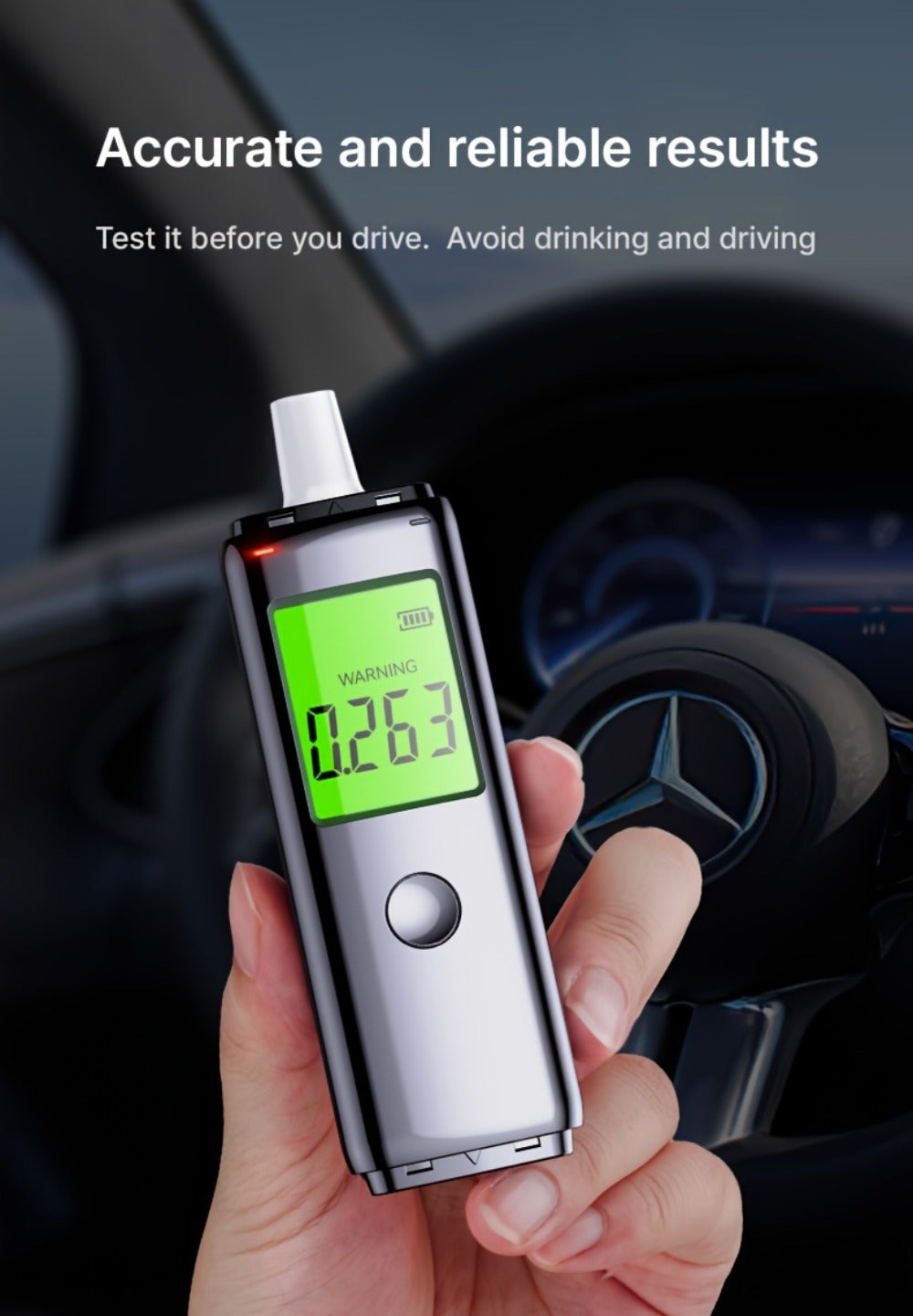 Breathalyzer Alcohol Tester 2-in-1 Rechargeable Dual Mode Blow Activated Digital BAC Tester for Entryways, Bedrooms and Living Spaces