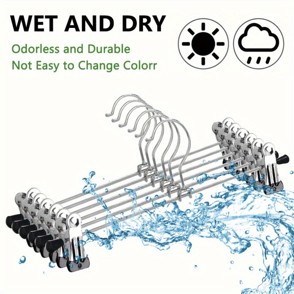 Pants Hangers with Clips 30-Pack – Adjustable Metal Skirt Hangers with 360° Rotatable Clips for Jeans, Trousers, Skirts, Dresses & Ties