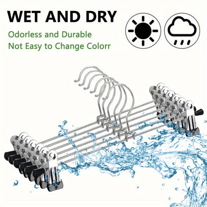 Pants Hangers with Clips 30-Pack – Adjustable Metal Skirt Hangers with 360° Rotatable Clips for Jeans, Trousers, Skirts, Dresses & Ties