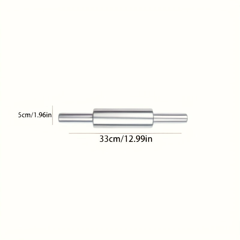 Stainless Steel Rolling Pin, Professional Non-Stick Dough Roller with Non-Slip Grip and Rounded Ends, Easy to Clean Baking Rolling Pin