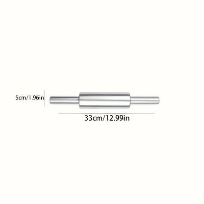 Stainless Steel Rolling Pin, Professional Non-Stick Dough Roller with Non-Slip Grip and Rounded Ends, Easy to Clean Baking Rolling Pin