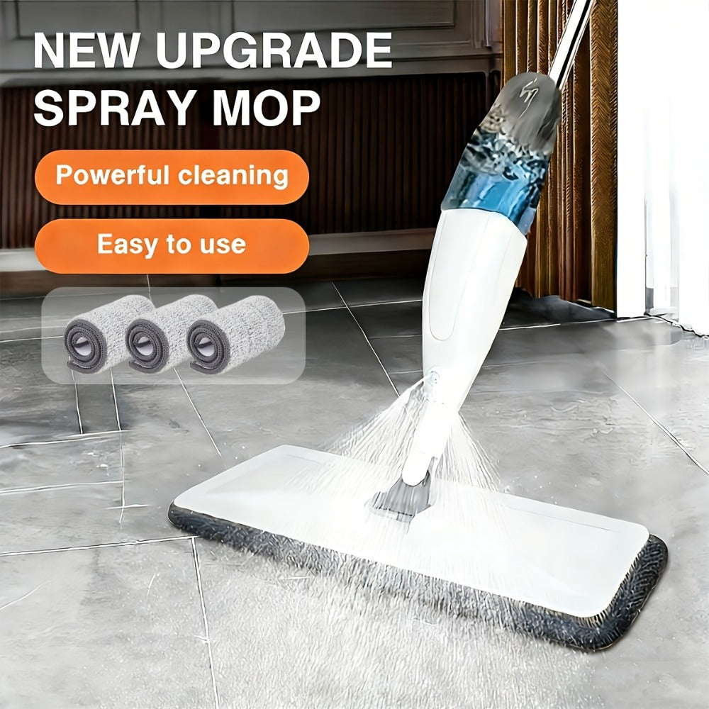 Spray Mop with 3 Microfiber Carbon Fiber Pads Water Spraying Flat Mop Wet Dry Dual Use Floor for Entryways, Bedrooms and Living Spaces