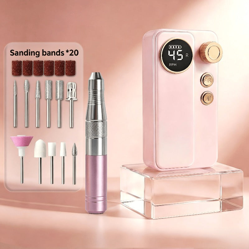 Cordless Electric Nail Drill Machine Rechargeable Professional E-File 11 Bits 20 Sanding Discs High Speed Acrylic Gel Natural Nails