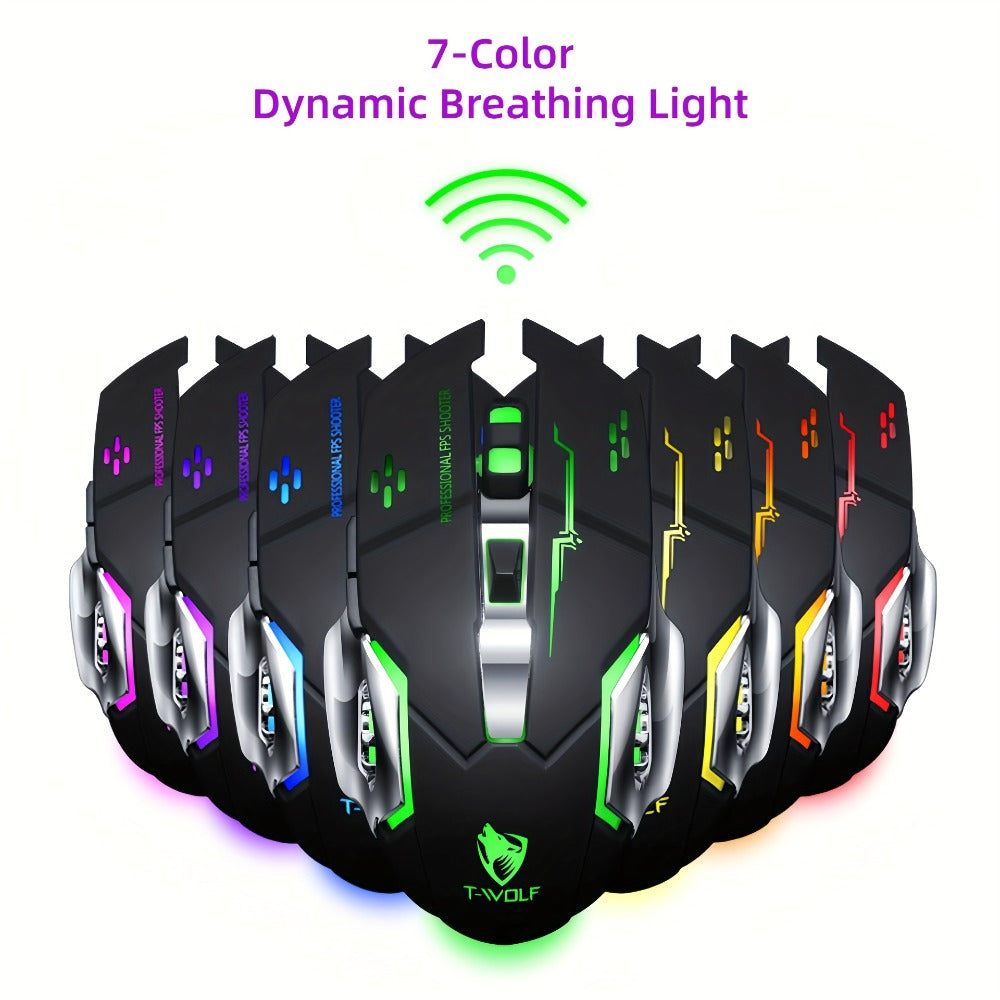 RGB Dual-Mode Wireless Gaming Mouse with Bluetooth 5.0, 2.4 GHz Receiver and Four Color Options
