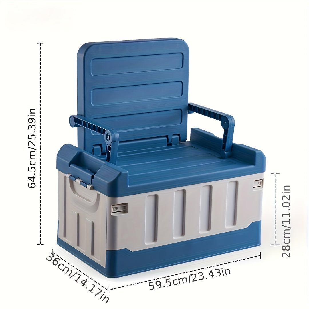 Camping Storage Box Chair with Folding 23.43-Inch Base, Raised Backrest and Five Color or Liner Options
