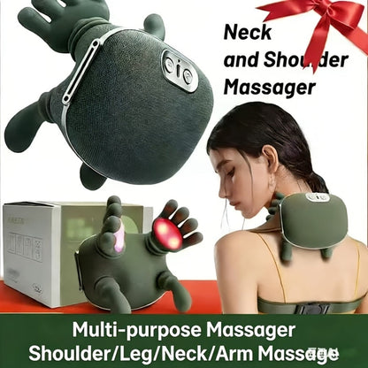 Portable Electric Neck & Shoulder Massager, Japanese-Style Acupressure 3D Kneading with Heat, Deep Tissue for Back