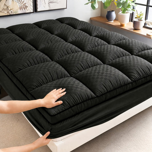 Quilted Mattress Topper Pillow Top 1000GSM – Fitted Mattress Pad Cover Deep Pocket 8-21 Inch, Breathable Cooling Mattress Protector Twin