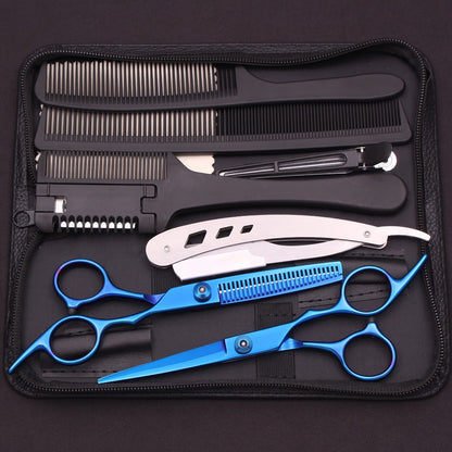 Hair Cutting Scissors Set – Japan Stainless Steel Barber Shears with Thinning Scissors & Razor Comb, Professional Salon Kit for Women Men