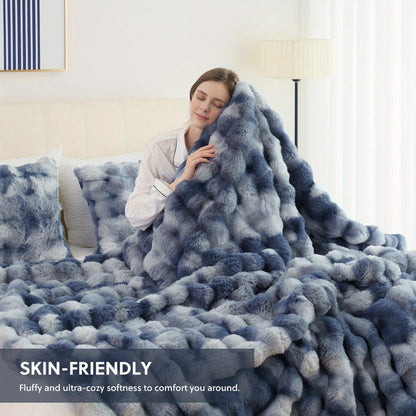 Faux Rabbit Fur Throw Blanket in 11 Checkout Colors and Throw, Twin, Queen or King Size Options
