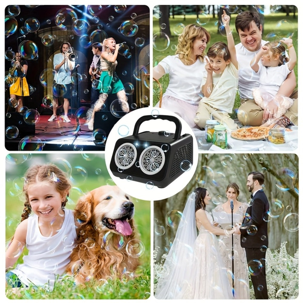 Automatic Bubble Machine with 2 Fans, 20000+ Bubbles Per Minute – Electric Bubble Blower for Kids, Battery Powered