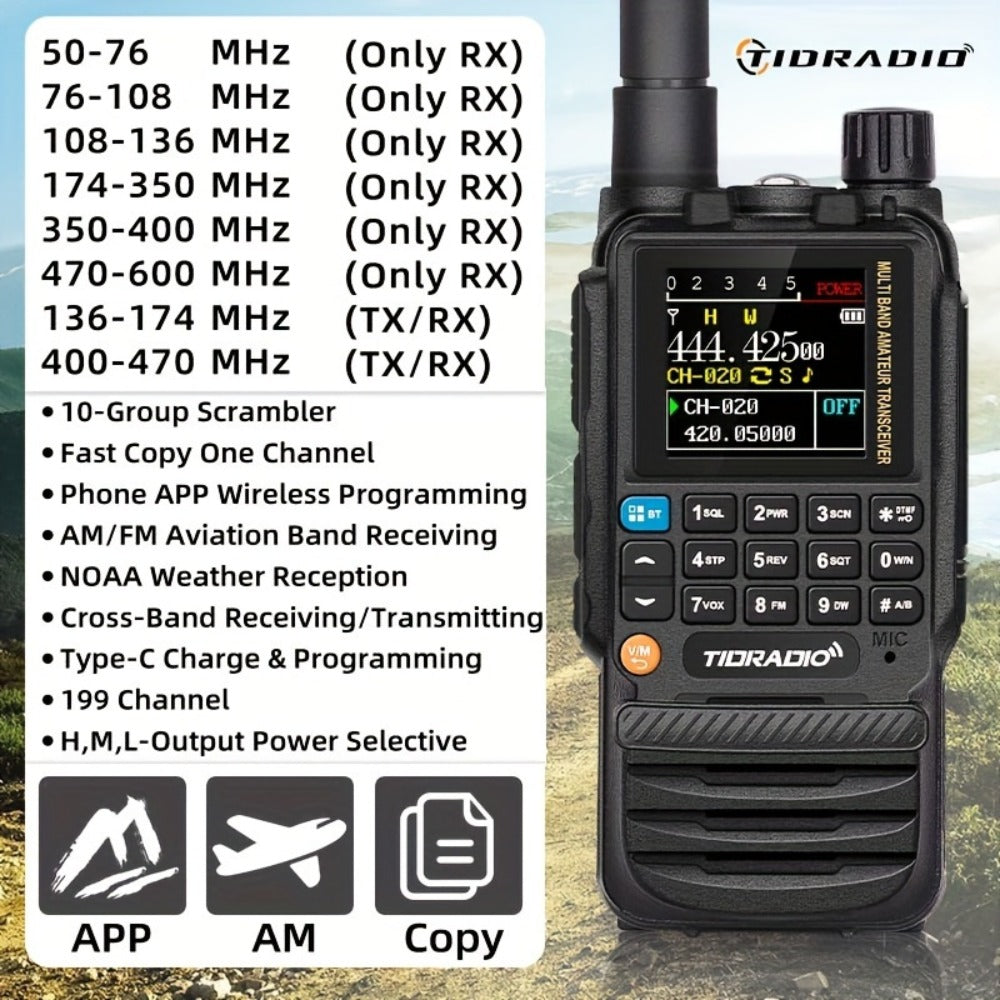 TIDRADIO TD-H3 Ham Radio GMRS Handheld Two Way Radio with USB-C Programming Charging, Long Range 2500mAh Battery