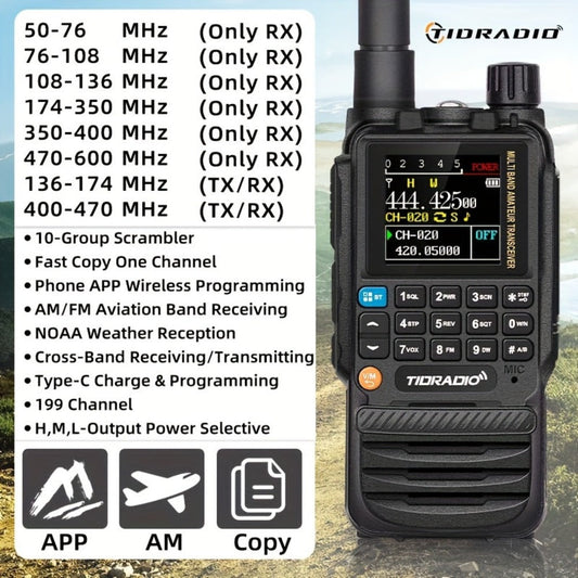 TIDRADIO TD-H3 Ham Radio GMRS Handheld Two Way Radio with USB-C Programming Charging, Long Range 2500mAh Battery