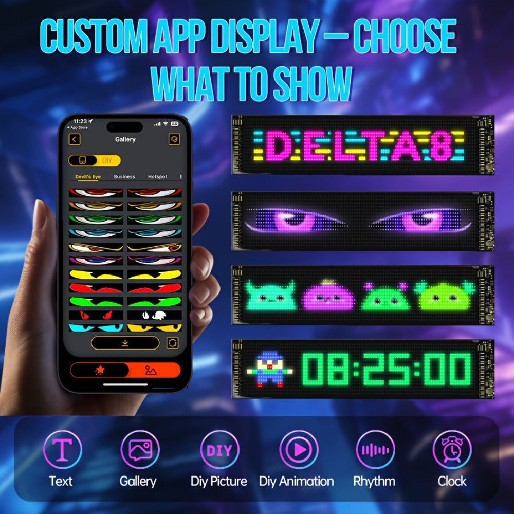 Flexible LED Dot Matrix Display with Remote Control - APP & USB Powered Programmable Scrolling Sign
