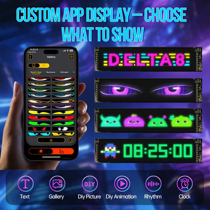 Flexible LED Dot Matrix Display with Remote Control - APP & USB Powered Programmable Scrolling Sign