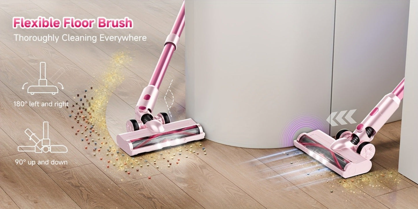 Cordless Vacuum Cleaner 55KPa 8-in-1 Stick Vacuum with LED Light 180° Swivel Wireless for Entryways, Bedrooms and Living Spaces