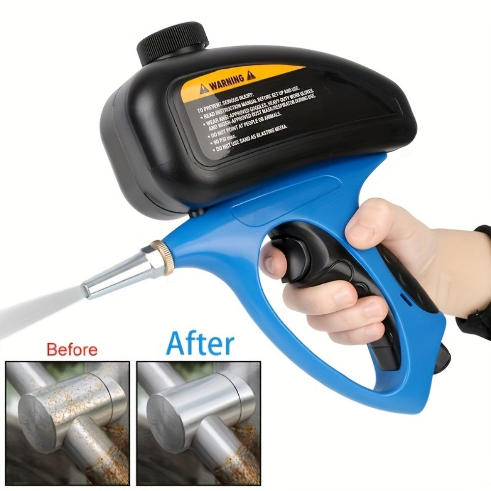 Sandblaster Gun for Air Compressor Pneumatic Abrasive Blasting, 90 PSI Max, 500ml Tank, Small Nozzle