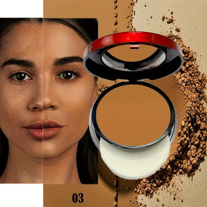 Pressed Powder Foundation Contour Matte Ful1l Coverage Oil Control Waterproof, 6 Shades Light to Dark